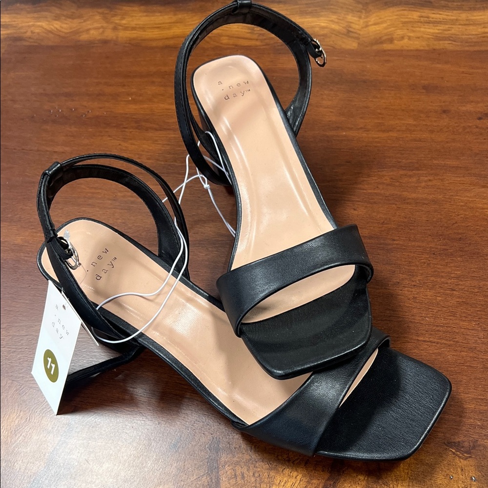 A New Day Black Block Heel Sandals